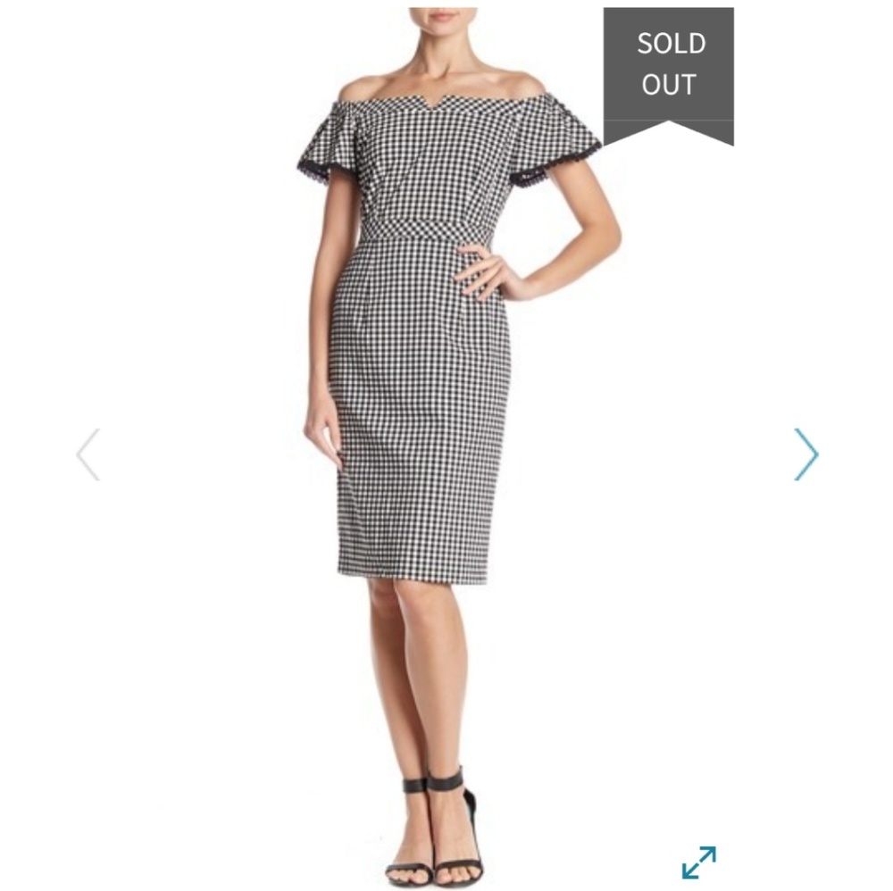 Nanette Lepore Off the Shoulder Gingham Dress sz10